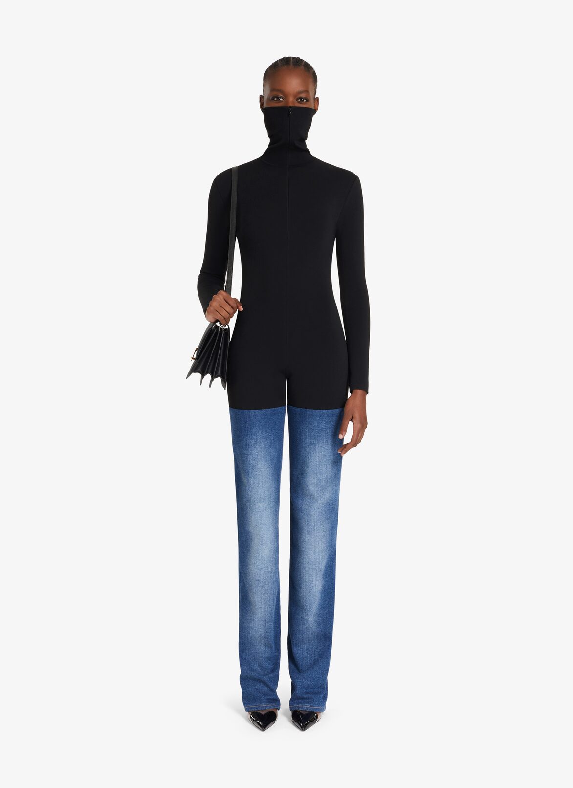 Bi-fabric full Bodysuit ALAÏA BLUE JEANS BI-FABRIC FULL BODYSUIT